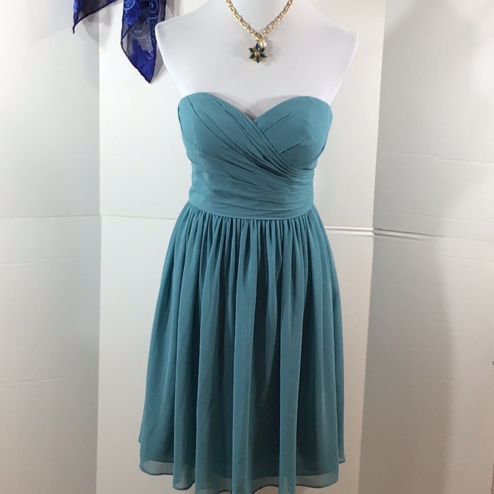 Bill Levkoff strapless chiffon party dress 4